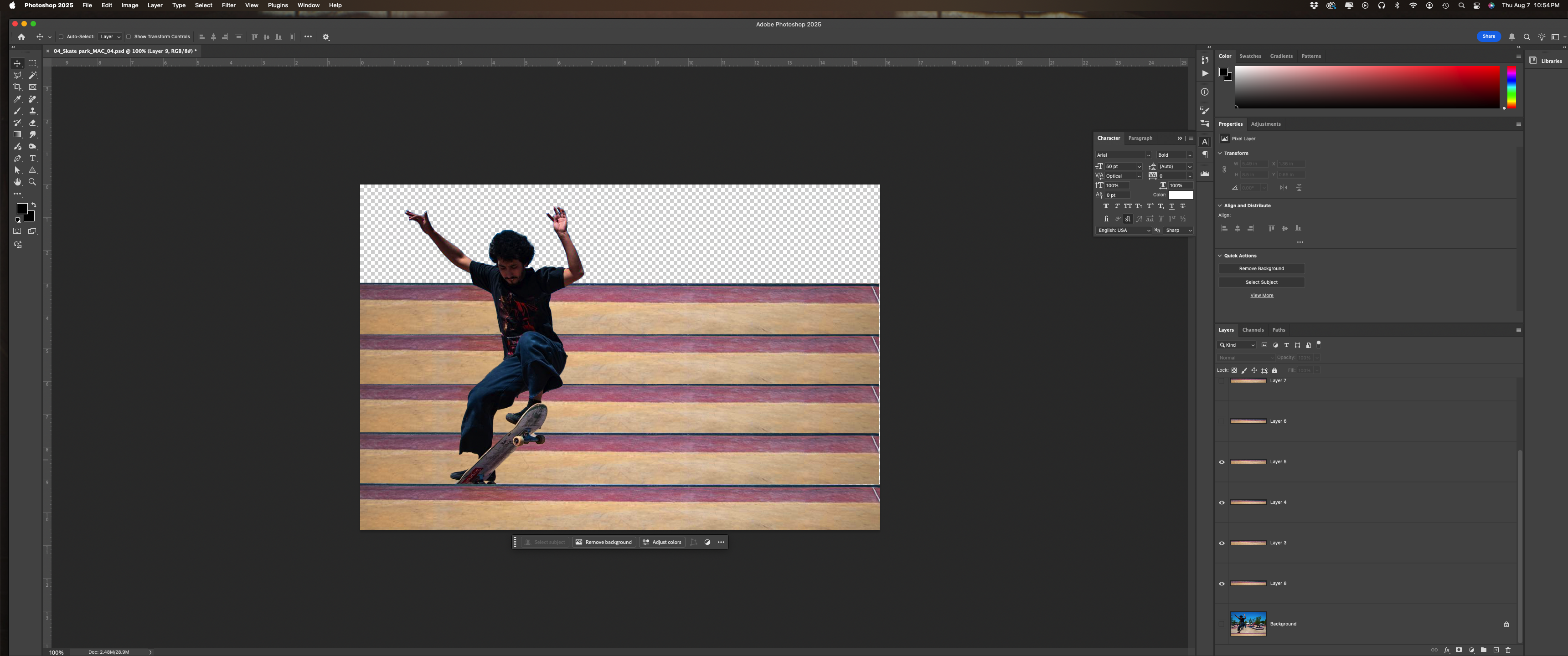 Copy the ground to past it in layers bahind the skate to create a background.